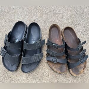 Birkenstock Black and Brown Dual-Strap Sandals